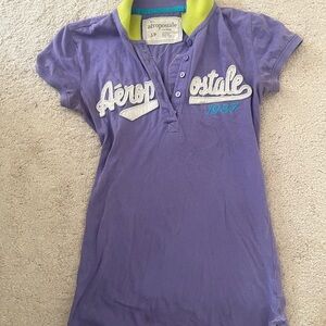 Aeropostale Purple and Green Polo Shirt Casual Style